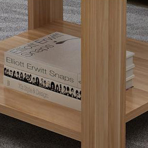 Modern Minimalist Engineered Wood Square Coffee Table With 2-Tier For Living Room &amp; Bedroom