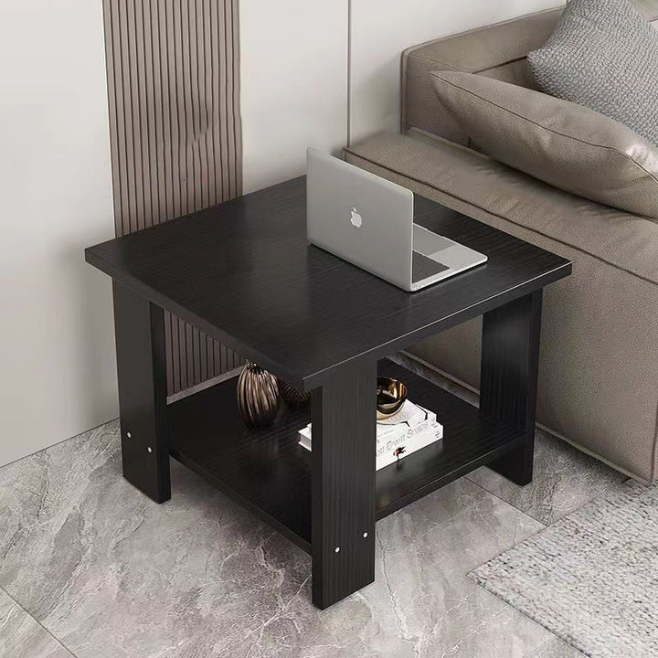 Modern Minimalist Engineered Wood Square Coffee Table With 2-Tier For Living Room &amp; Bedroom
