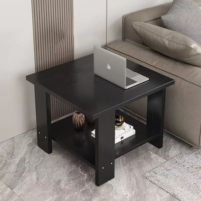 Modern Minimalist Engineered Wood Square Coffee Table With 2-Tier For Living Room & Bedroom
