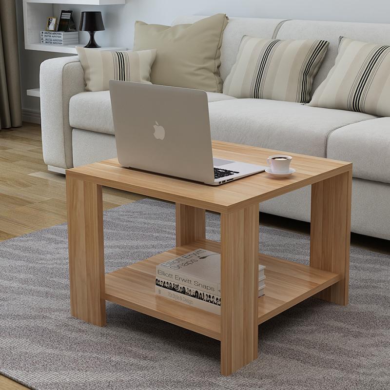 Modern Minimalist Engineered Wood Square Coffee Table With 2-Tier For Living Room & Bedroom