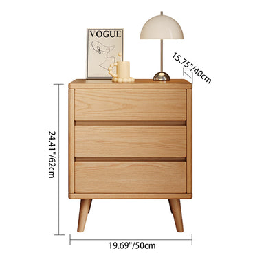 Modern Minimalist Solid Wood Rectangular Nightstand With 2/3 Drawers For Bedroom