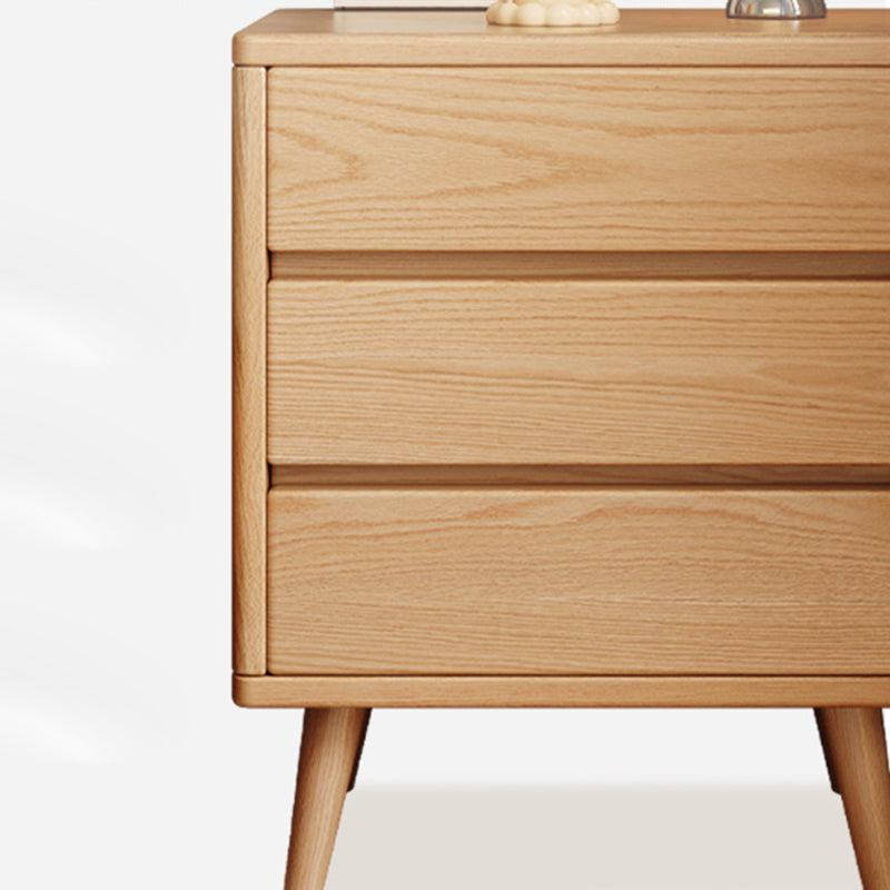 Modern Minimalist Solid Wood Rectangular Nightstand With 2/3 Drawers For Bedroom