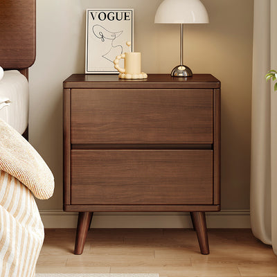 Modern Minimalist Solid Wood Rectangular Nightstand With 2/3 Drawers For Bedroom