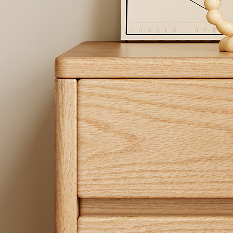 Modern Minimalist Solid Wood Rectangular Nightstand With 2/3 Drawers For Bedroom
