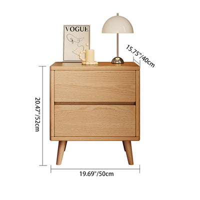Modern Minimalist Solid Wood Rectangular Nightstand With 2/3 Drawers For Bedroom