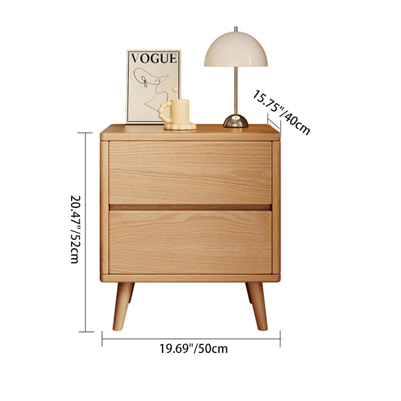 Modern Minimalist Solid Wood Rectangular Nightstand With 2/3 Drawers For Bedroom