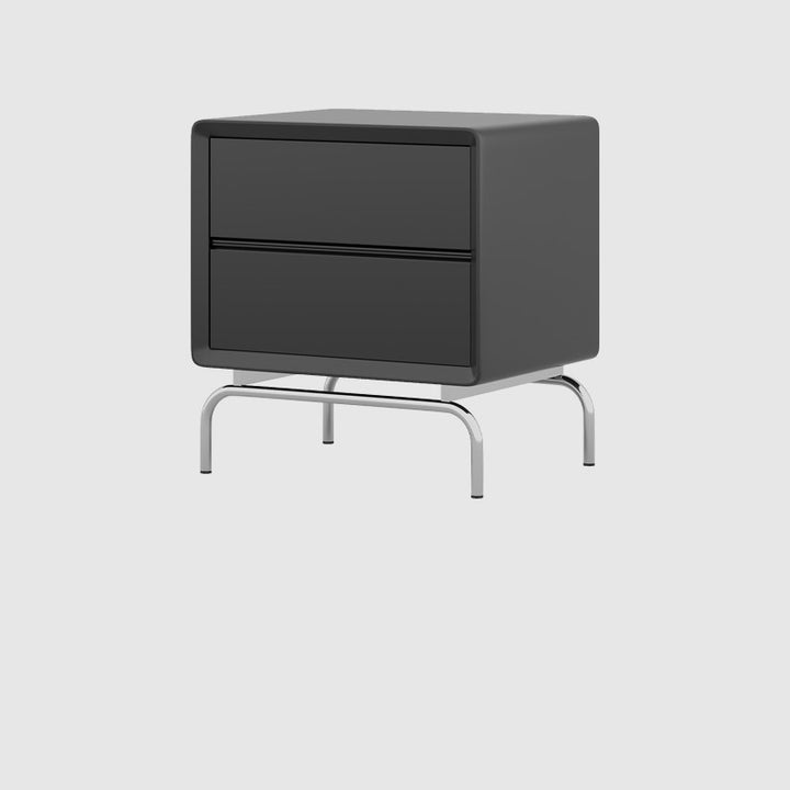Table de nuit rectangulaire moderne en pin et acier inoxydable avec 2 tiroirs pour chambre 