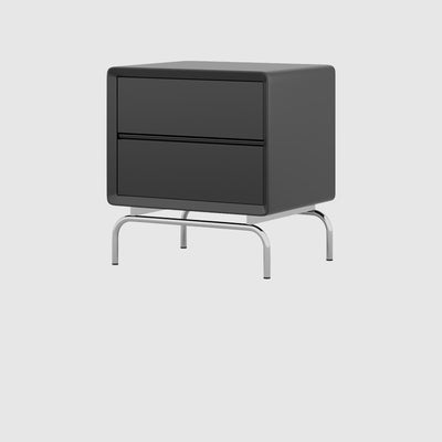 Modern Luxury Pine & Stainless Steel Rectangular Nightstand With 2-Drawer For Bedroom