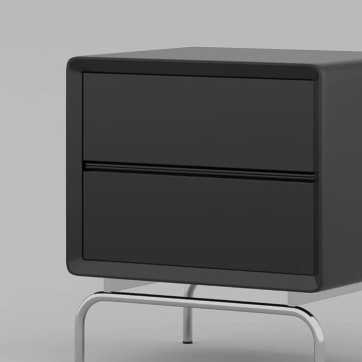Table de nuit rectangulaire moderne en pin et acier inoxydable avec 2 tiroirs pour chambre 