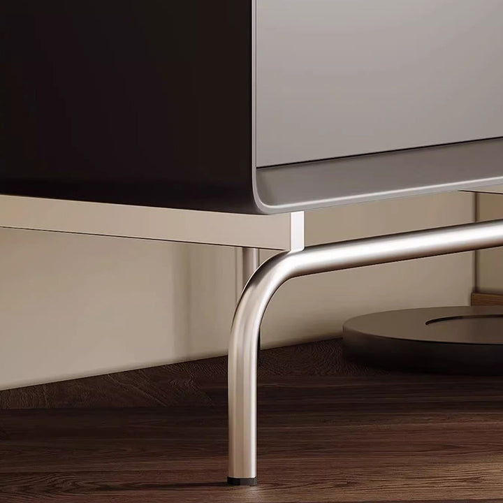Table de nuit rectangulaire moderne en pin et acier inoxydable avec 2 tiroirs pour chambre 