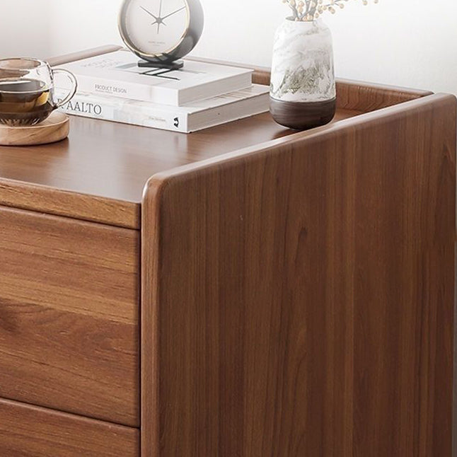 Modern Minimalist High-Density Engineered Wood Rectangular Nightstand 2-Drawer & 2-Tier For Bedroom