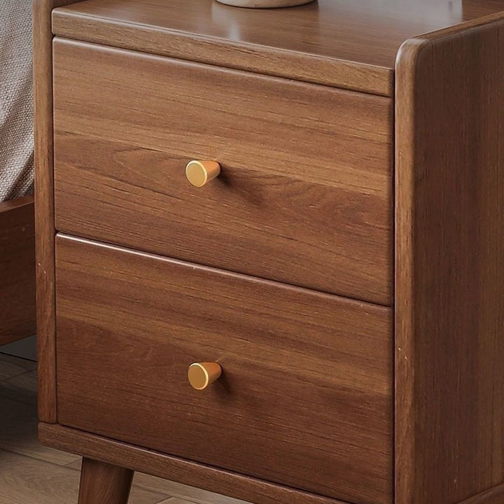 Moderner minimalistischer Nachttisch aus hochdichtem Holzwerkstoff, rechteckig, mit 2 Schubladen und 2 Ebenen für das Schlafzimmer 