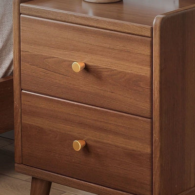 Modern Minimalist High-Density Engineered Wood Rectangular Nightstand 2-Drawer & 2-Tier For Bedroom