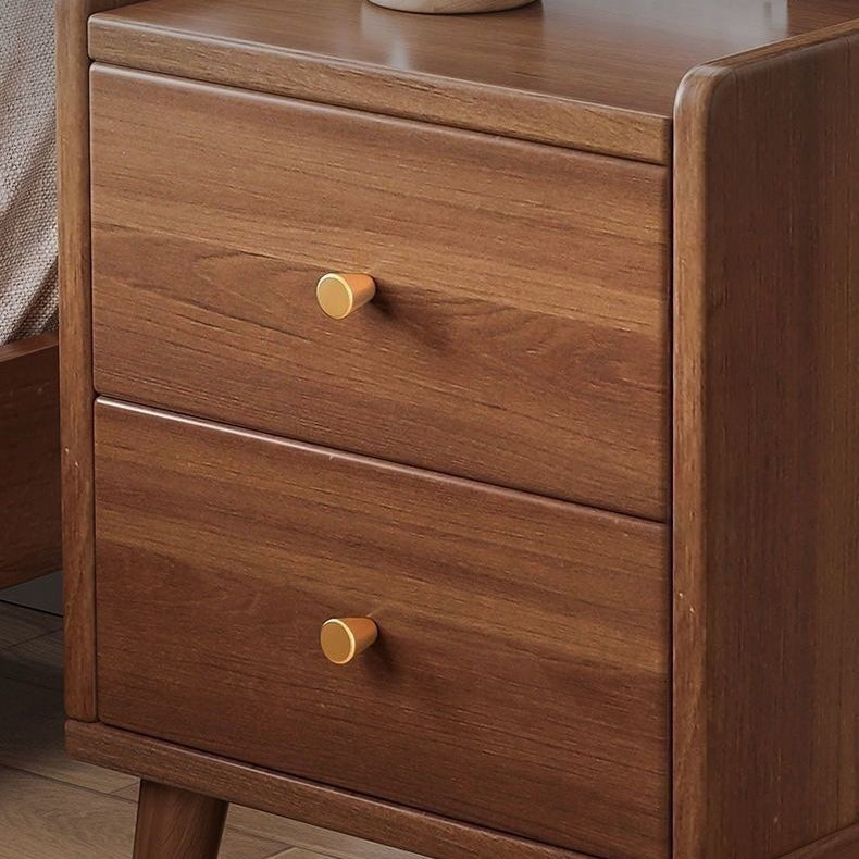 Modern Minimalist High-Density Engineered Wood Rectangular Nightstand 2-Drawer & 2-Tier For Bedroom