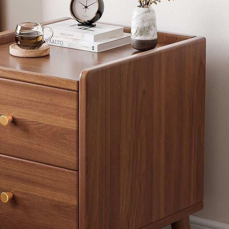 Modern Minimalist High-Density Engineered Wood Rectangular Nightstand 2-Drawer & 2-Tier For Bedroom