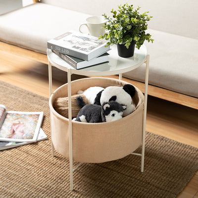 Modern Minimalist Iron Round Coffee Table 1-Storage For Living Room