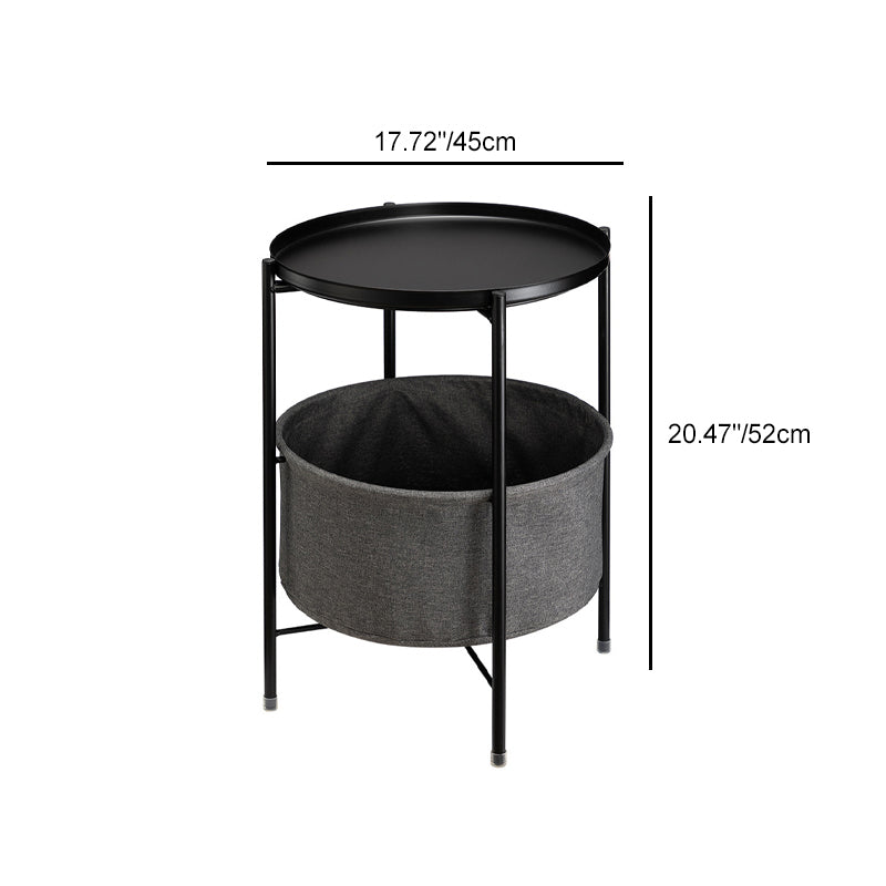 Modern Minimalist Iron Round Coffee Table 1-Storage For Living Room