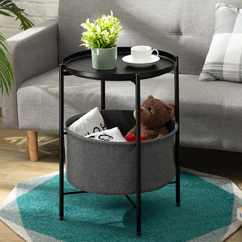 Modern Minimalist Iron Round Coffee Table 1-Storage For Living Room