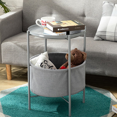 Modern Minimalist Iron Round Coffee Table 1-Storage For Living Room