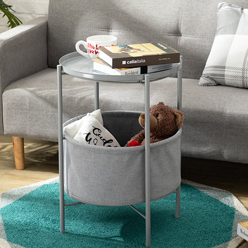 Modern Minimalist Iron Round Coffee Table 1-Storage For Living Room
