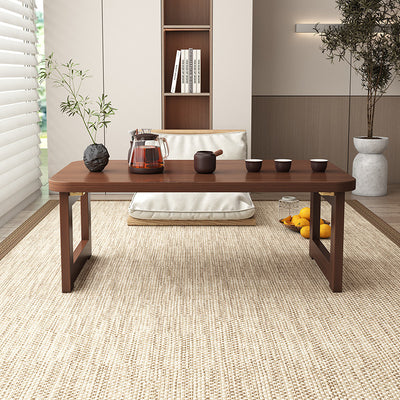 Traditional Chinese Bamboo Rounded Rectangle Coffee Table Foldable For Living Room