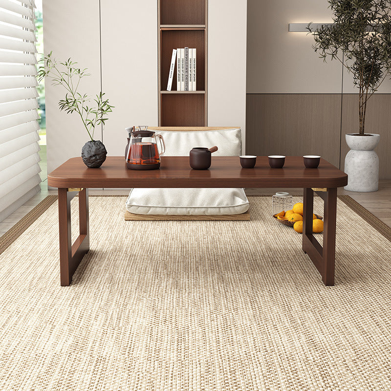 Traditional Chinese Bamboo Rounded Rectangle Coffee Table Foldable For Living Room