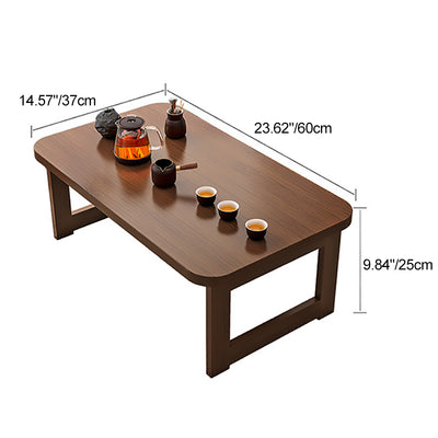 Traditional Chinese Bamboo Rounded Rectangle Coffee Table Foldable For Living Room
