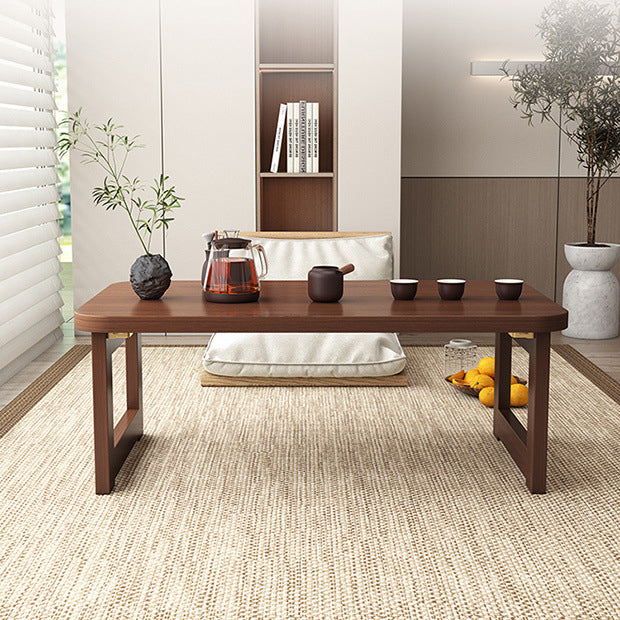 Traditional Chinese Bamboo Rounded Rectangle Coffee Table Foldable For Living Room