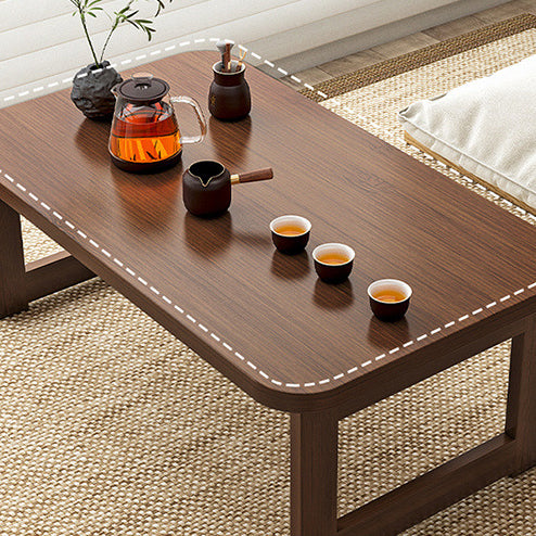 Traditional Chinese Bamboo Rounded Rectangle Coffee Table Foldable For Living Room