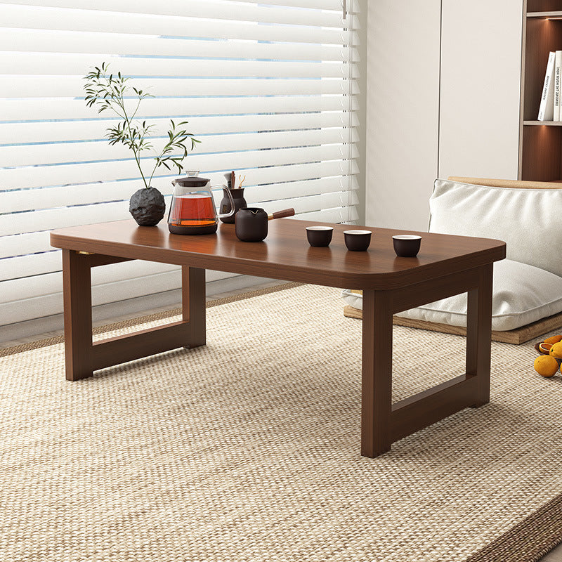 Traditional Chinese Bamboo Rounded Rectangle Coffee Table Foldable For Living Room