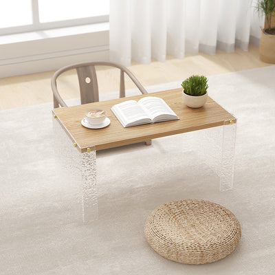 Mesa de centro rectangular de fibra de densidad media y acrílico minimalista moderna para sala de estar 