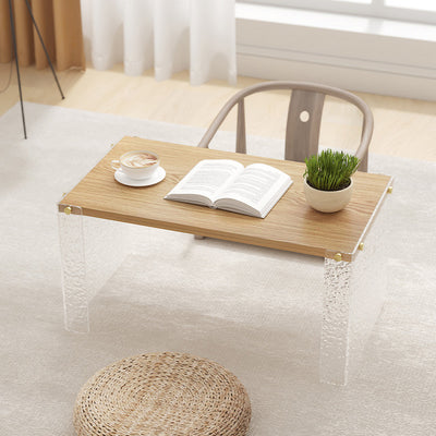 Mesa de centro rectangular de fibra de densidad media y acrílico minimalista moderna para sala de estar 