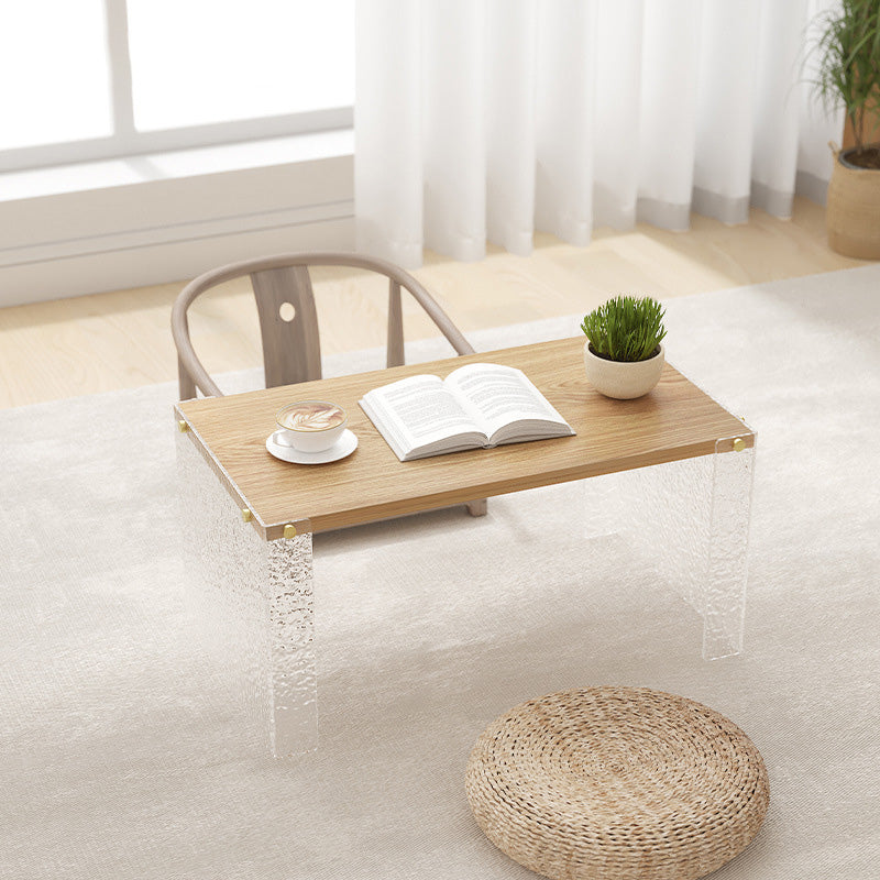 Mesa de centro rectangular de fibra de densidad media y acrílico minimalista moderna para sala de estar 