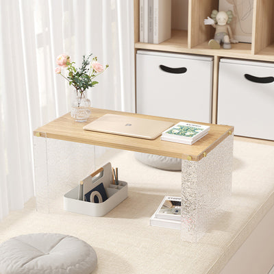 Mesa de centro rectangular de fibra de densidad media y acrílico minimalista moderna para sala de estar 
