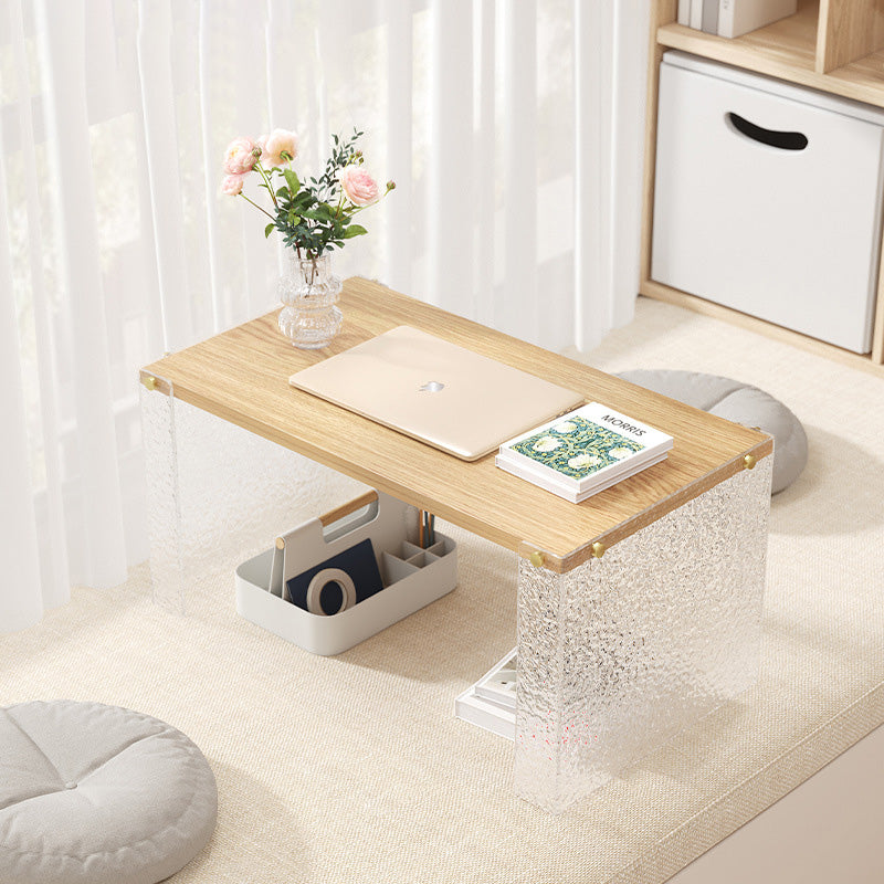 Mesa de centro rectangular de fibra de densidad media y acrílico minimalista moderna para sala de estar 