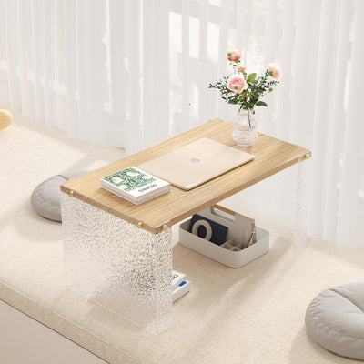 Mesa de centro rectangular de fibra de densidad media y acrílico minimalista moderna para sala de estar 