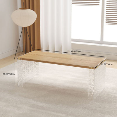 Mesa de centro rectangular de fibra de densidad media y acrílico minimalista moderna para sala de estar 