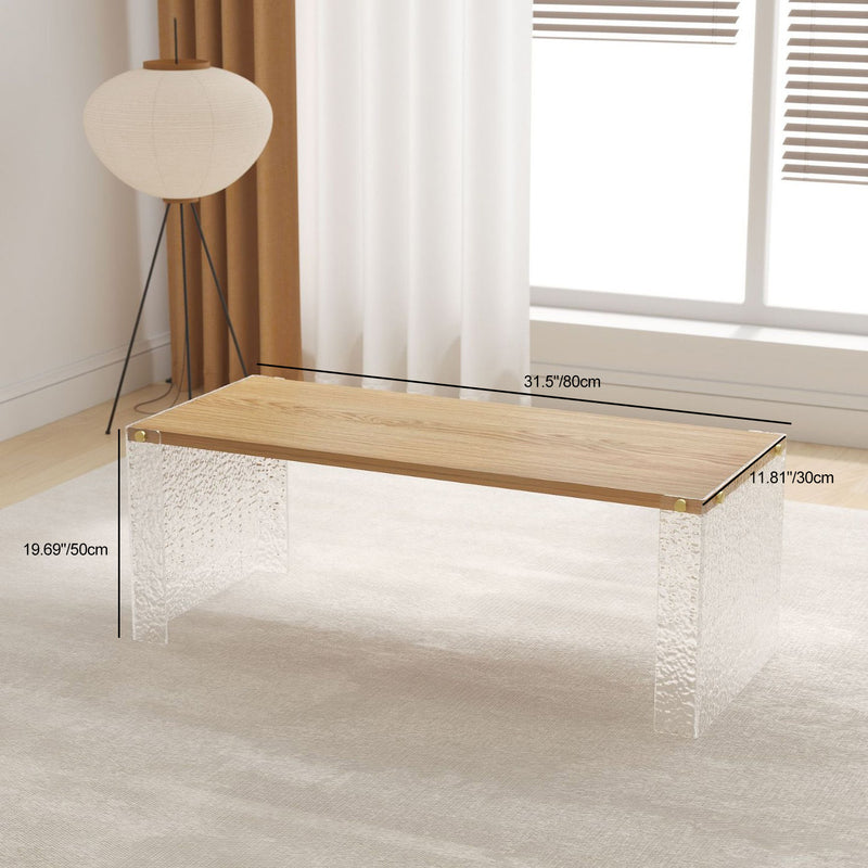 Mesa de centro rectangular de fibra de densidad media y acrílico minimalista moderna para sala de estar 