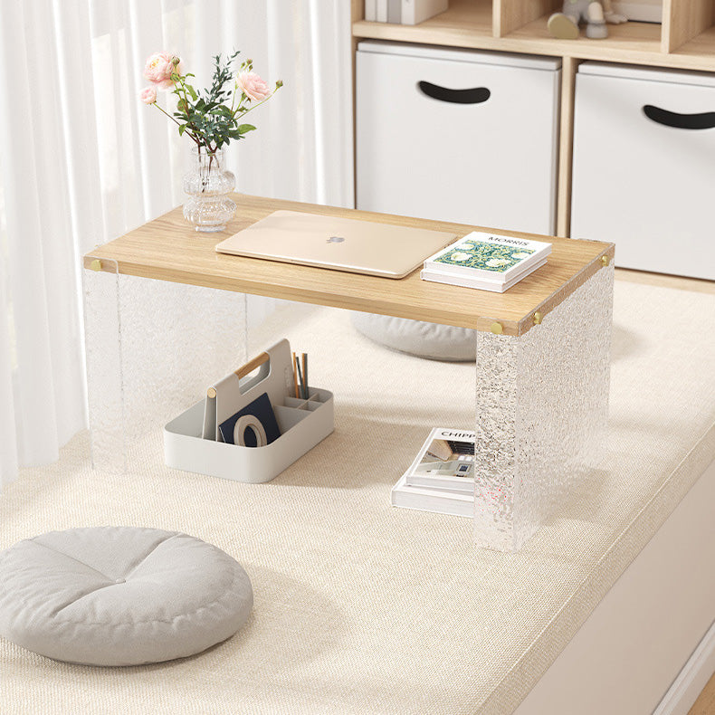 Mesa de centro rectangular de fibra de densidad media y acrílico minimalista moderna para sala de estar 