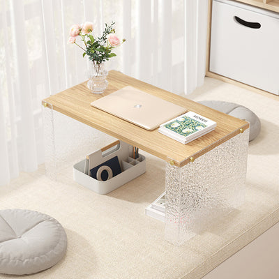 Mesa de centro rectangular de fibra de densidad media y acrílico minimalista moderna para sala de estar 