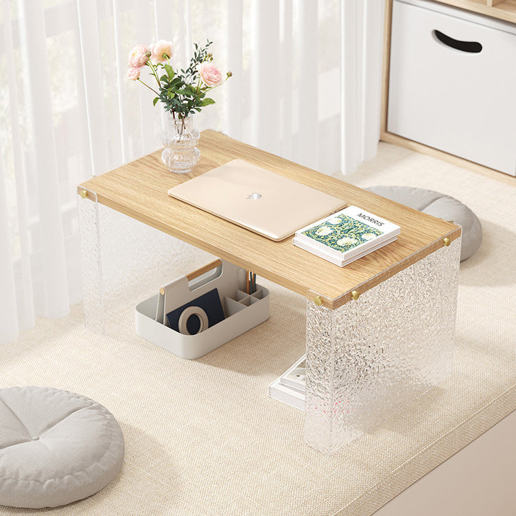Mesa de centro rectangular de fibra de densidad media y acrílico minimalista moderna para sala de estar 