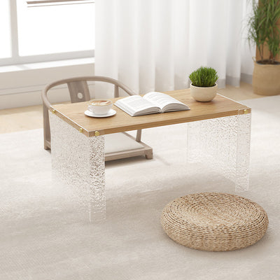 Mesa de centro rectangular de fibra de densidad media y acrílico minimalista moderna para sala de estar 