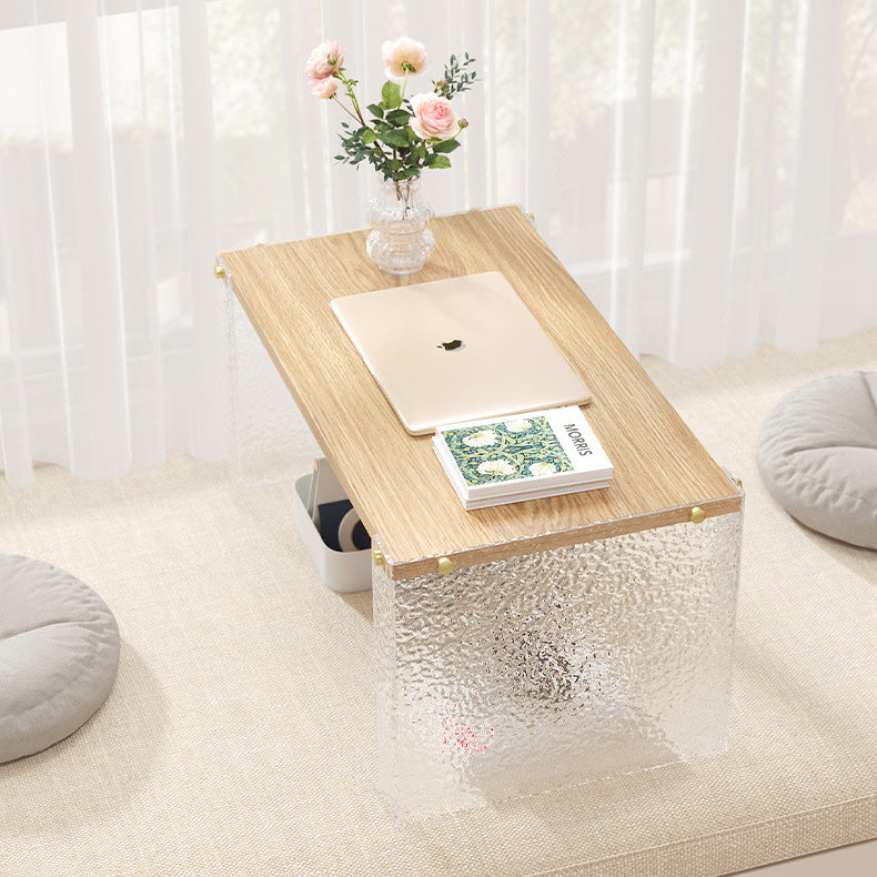 Mesa de centro rectangular de fibra de densidad media y acrílico minimalista moderna para sala de estar 