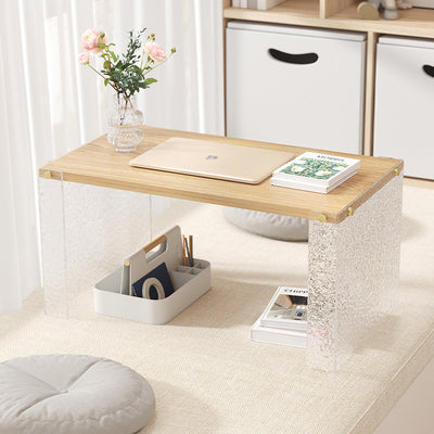 Mesa de centro rectangular de fibra de densidad media y acrílico minimalista moderna para sala de estar 