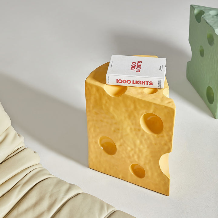 Mesa Auxiliar Contemporánea Creativa de Acrílico y Plástico en Forma de Queso para Decoración de Sala de Estar 