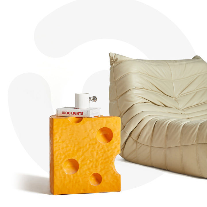 Mesa Auxiliar Contemporánea Creativa de Acrílico y Plástico en Forma de Queso para Decoración de Sala de Estar 