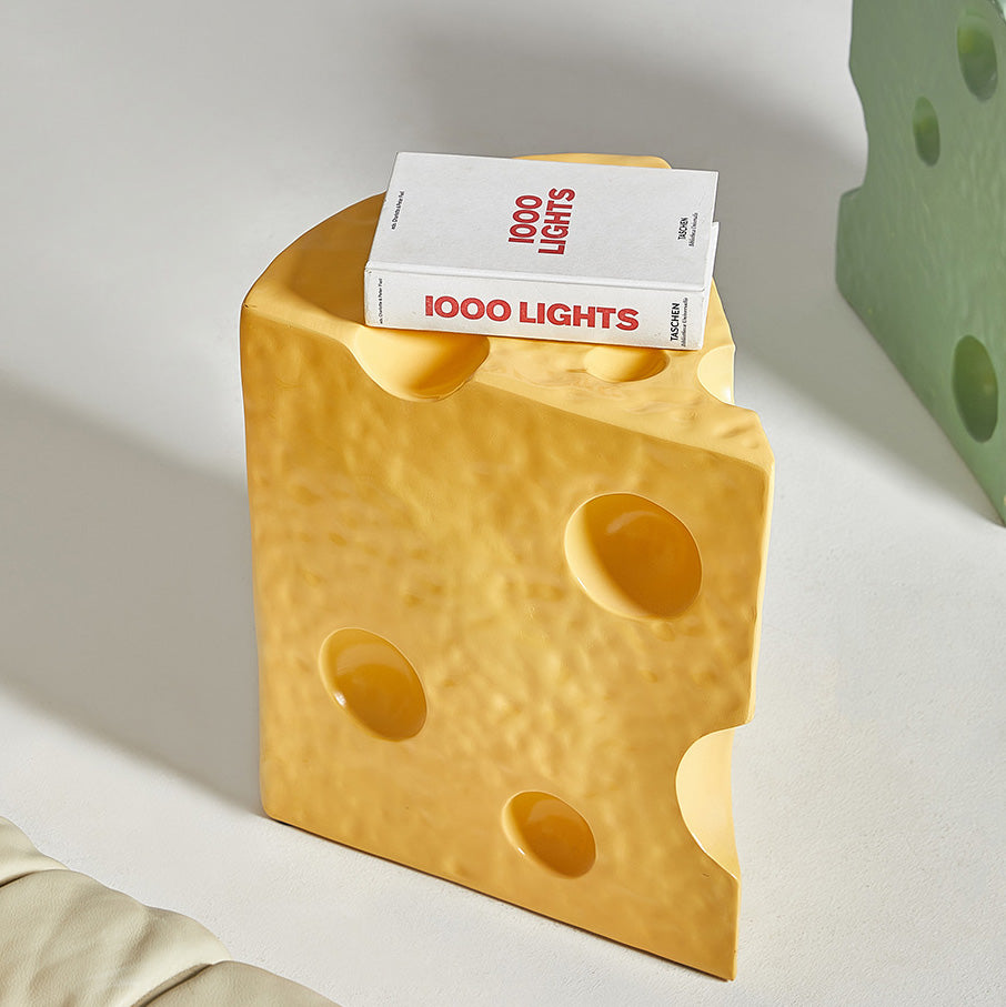 Mesa Auxiliar Contemporánea Creativa de Acrílico y Plástico en Forma de Queso para Decoración de Sala de Estar 
