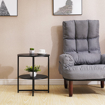 Modern Minimalist Fiberboard & PVC Round End Table With 2-Tier For Living Room