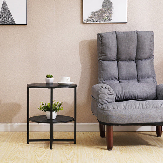 Modern Minimalist Fiberboard & PVC Round End Table With 2-Tier For Living Room