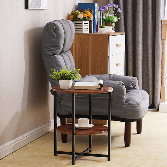 Modern Minimalist Fiberboard & PVC Round End Table With 2-Tier For Living Room